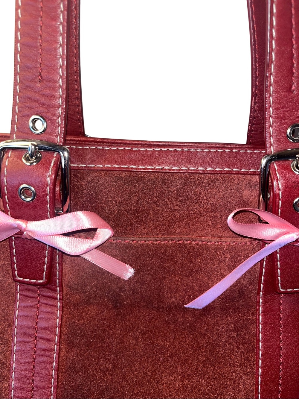Coach Burgundy Suede Tote - Picture 9 of 15